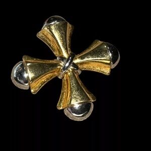 Vintage Pilar Crespi CONTESSA Brooch Pin Silver Gold Italy Cross Signed